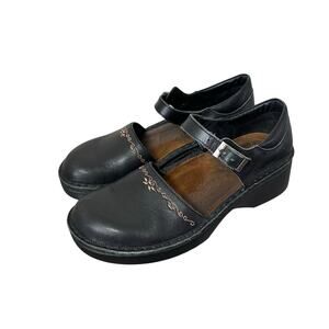 Naot Black Leather Mary Jane Comfort Clogs EU 36 US 5-5.5 Cork Footbed Ortho
